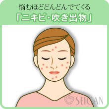 ニキビ・吹き出物の悩み｜東京 からだのことなら｜肌・頭皮（薄毛）の悩みの改善に「ヒト幹細胞と植物幹細胞による」メディカル系フェイシャルエステケア【FCR・リアボーテハーブ・ACトリートメント・クレアスキン基礎化粧品の正規取扱いサロン】