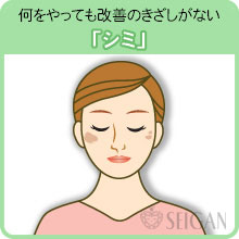 シミの悩み｜東京 からだのことなら｜肌・頭皮（薄毛）の悩みの改善に「ヒト幹細胞と植物幹細胞による」メディカル系フェイシャルエステケア【FCR・リアボーテハーブ・ACトリートメント・クレアスキン基礎化粧品の正規取扱いサロン】