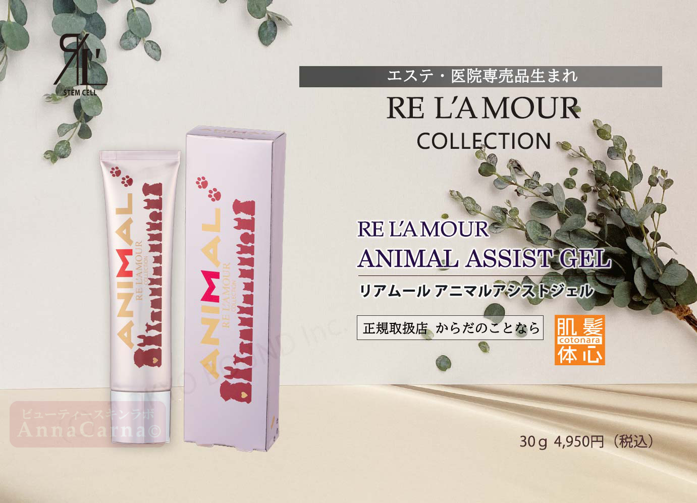 リアムール アニマルアシストジェル｜【リアボーテ正規取扱販売店 】肌と頭皮のお悩みに 幹細胞フェイシャル美容専門店 ビューティースキンラボ AnnaCarna〈からだのことなら〉銀座線・外苑前・表参道駅・青山一丁目駅｜クレアスキン・グランスキン・シェリースキン・リアムール・エキスパートローション・エキスパートスタイル・健美草 KEN BI SOU・美顔器 エクラボーテ正規販売｜購入方法・効果・使用方法・保管方法・特徴・違い・値段・ビフォーアフター・ネット販売通販対象外
